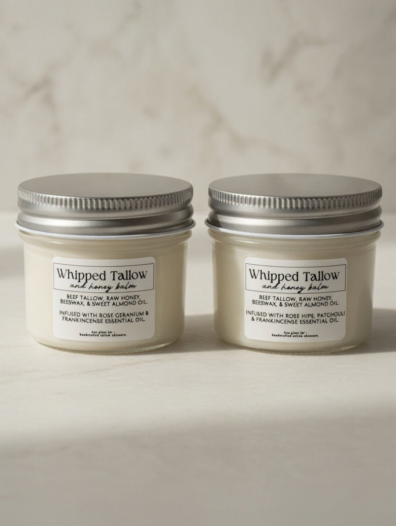Whipped Tallow Balm with Raw Honey, Beeswax, & Sweet Almond Oil