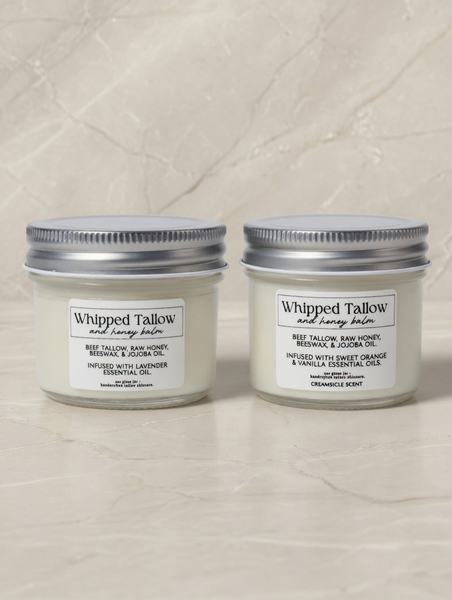 Whipped Tallow Balm with Raw Honey, Beeswax, & Jojoba Oil